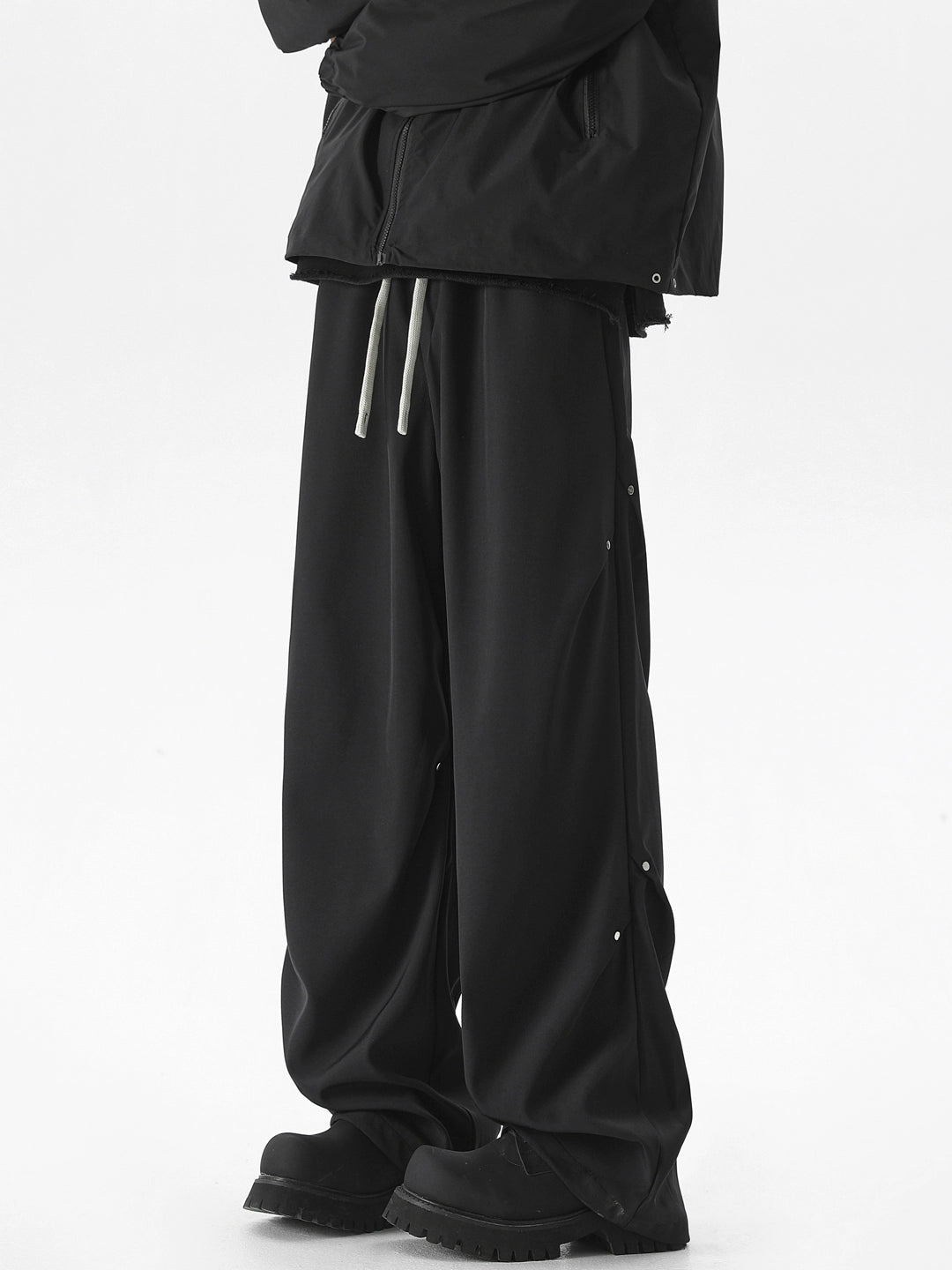 サイドアクセント ワイドストレートパンツ