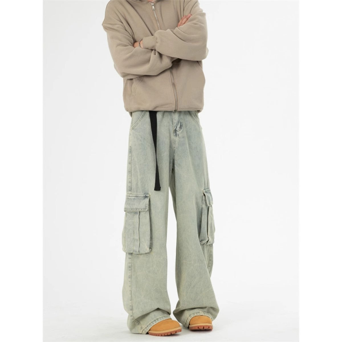 ミッドライズ ワイドレッグ デニムカーゴ