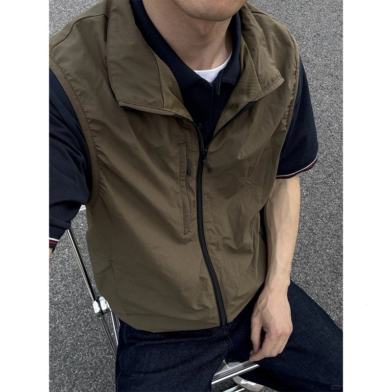 スタンドカラージップベスト