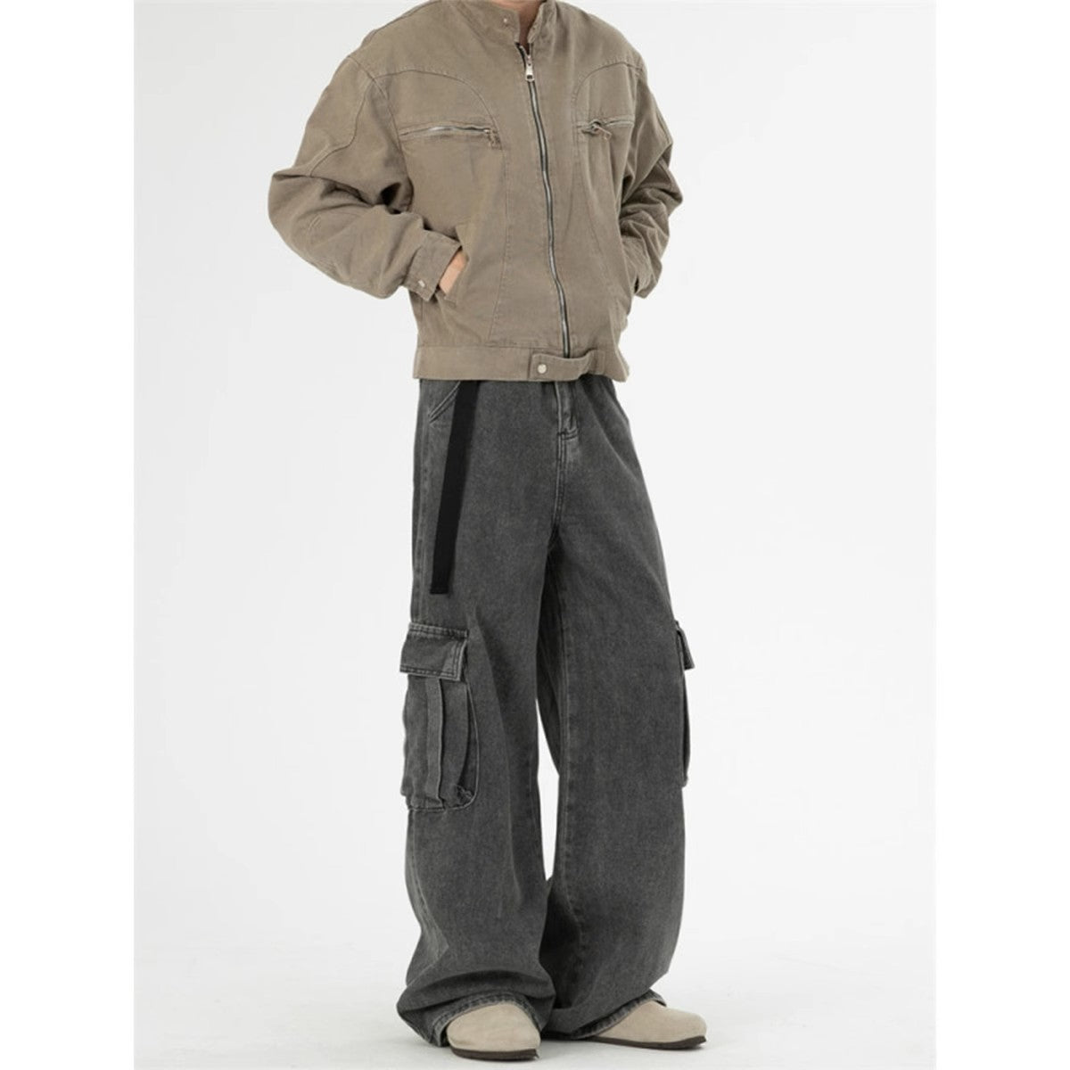 ミッドライズ ワイドレッグ デニムカーゴ