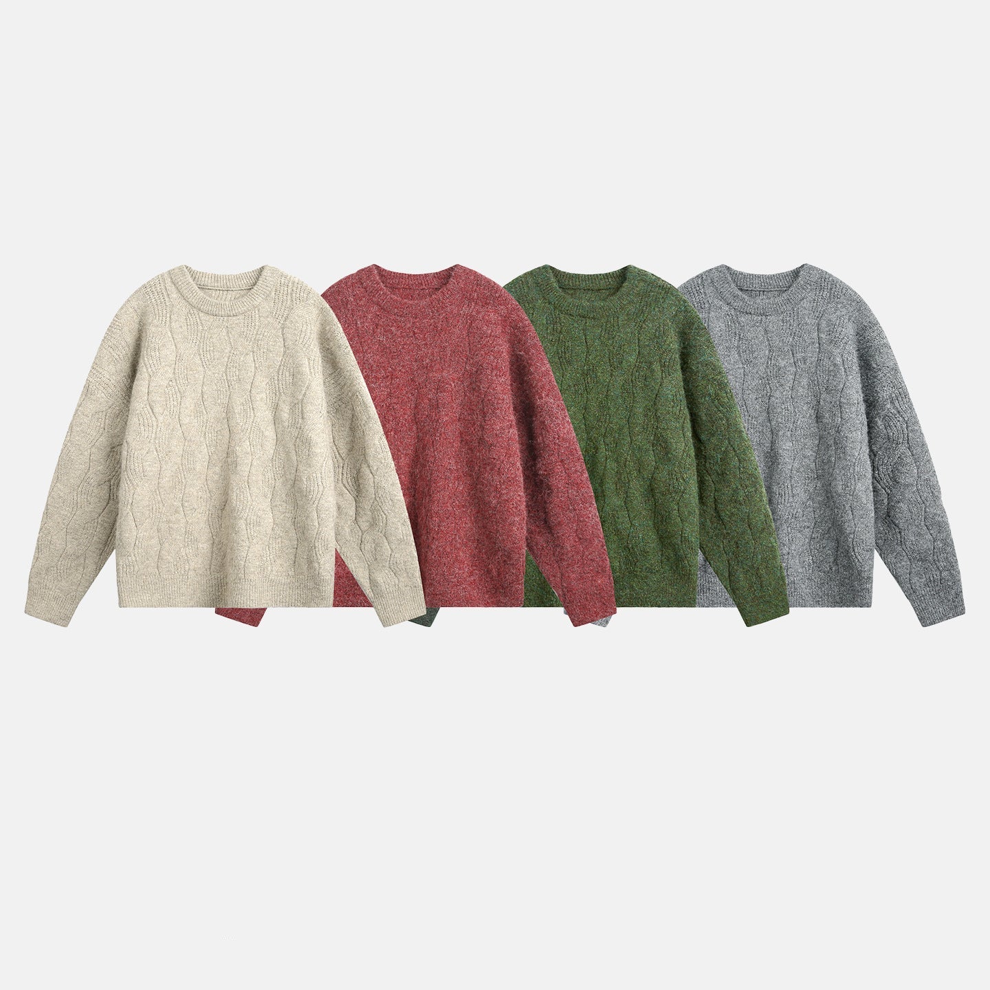 ケーブルテクスチャ クルーネックニット