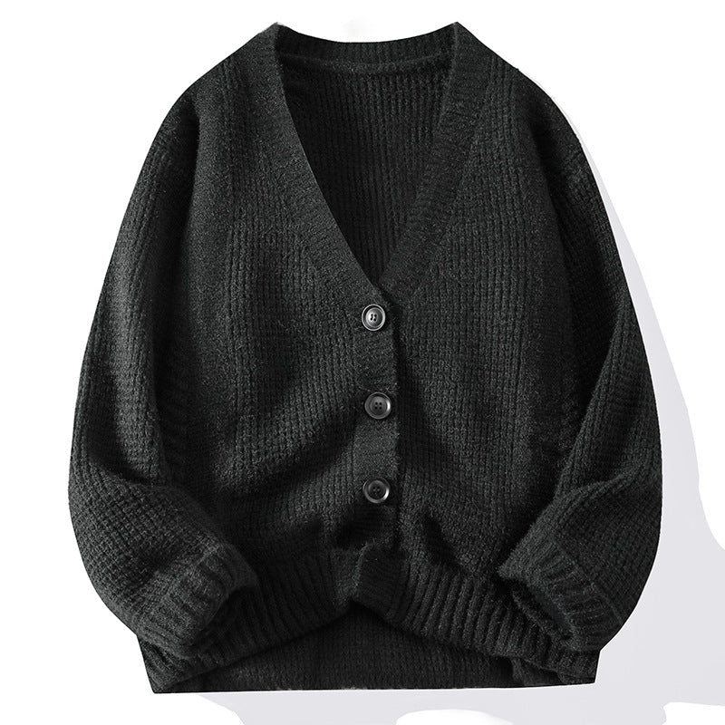 Vネックワッフルニットカーディガン【全6色】