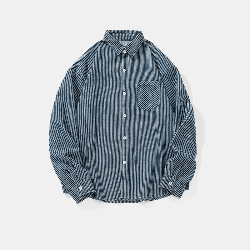 ストライプデニム オーバーシャツ