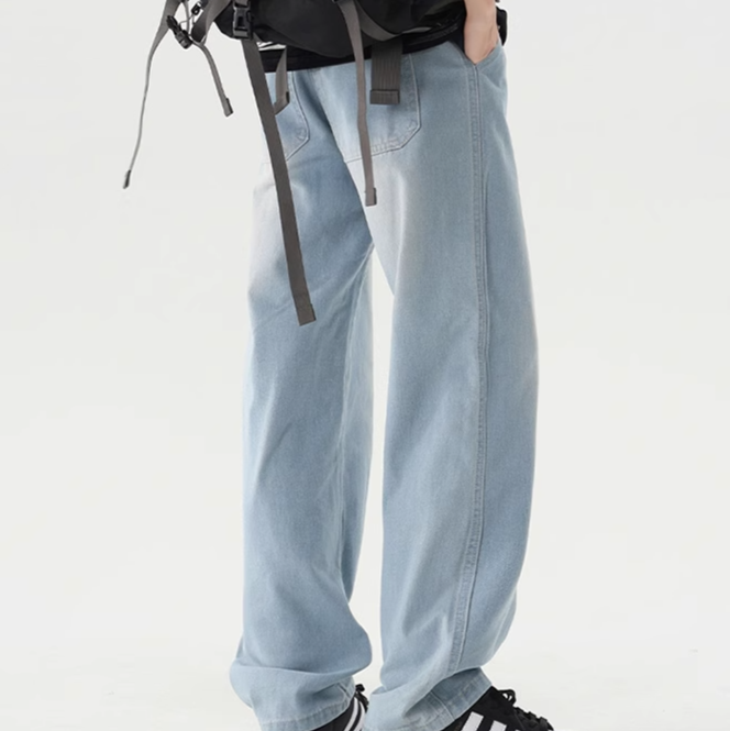 ドローストリング ワイドストレートジーンズ