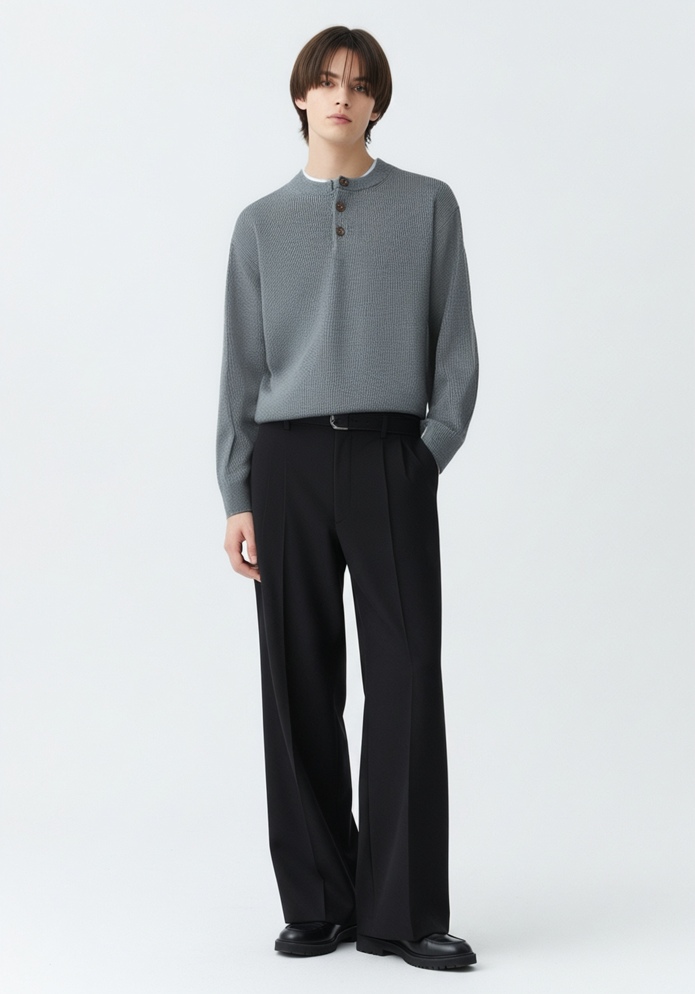 クラシックボタンニットセーター