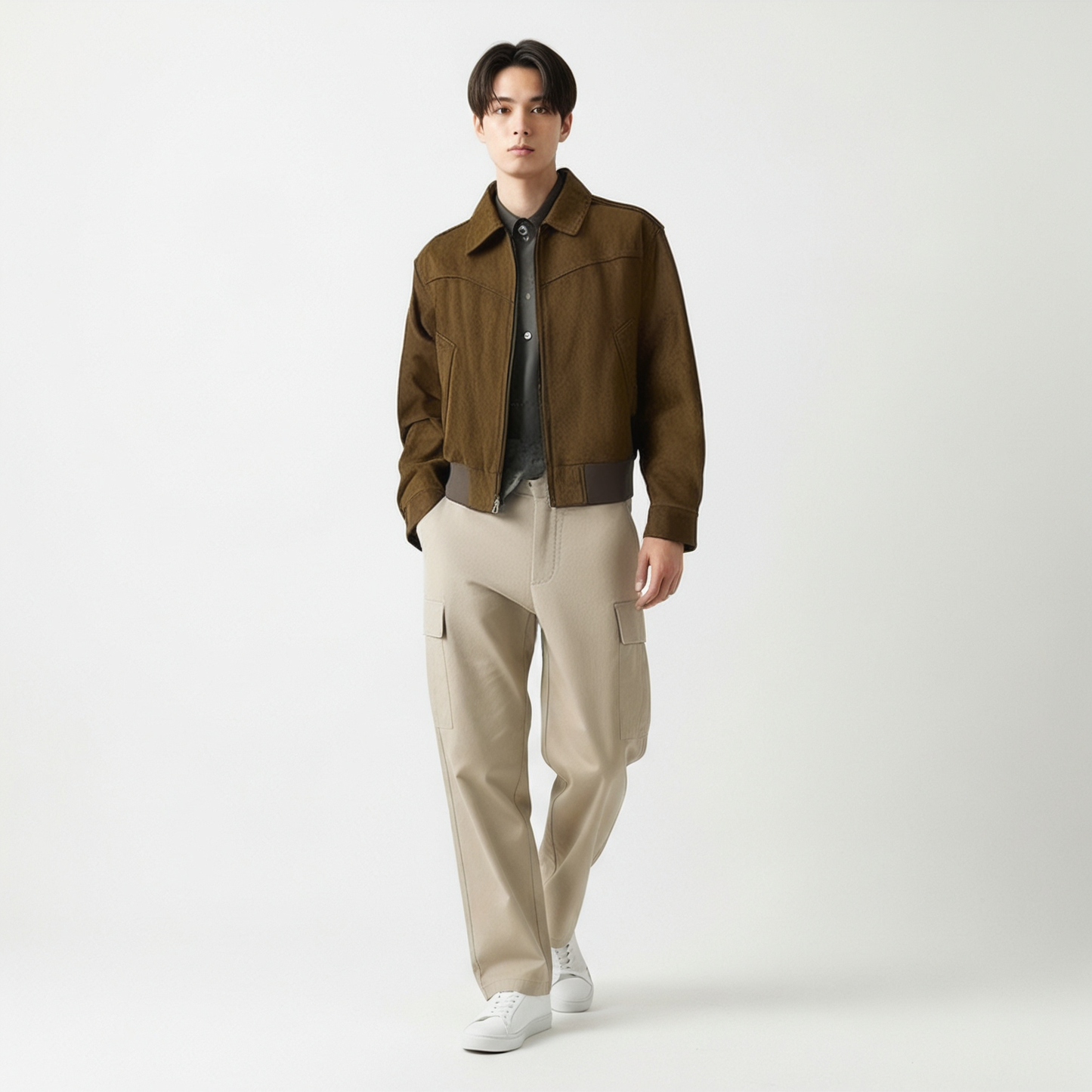 フェイクレザーショートジャケット