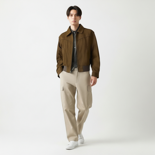 フェイクレザーショートジャケット