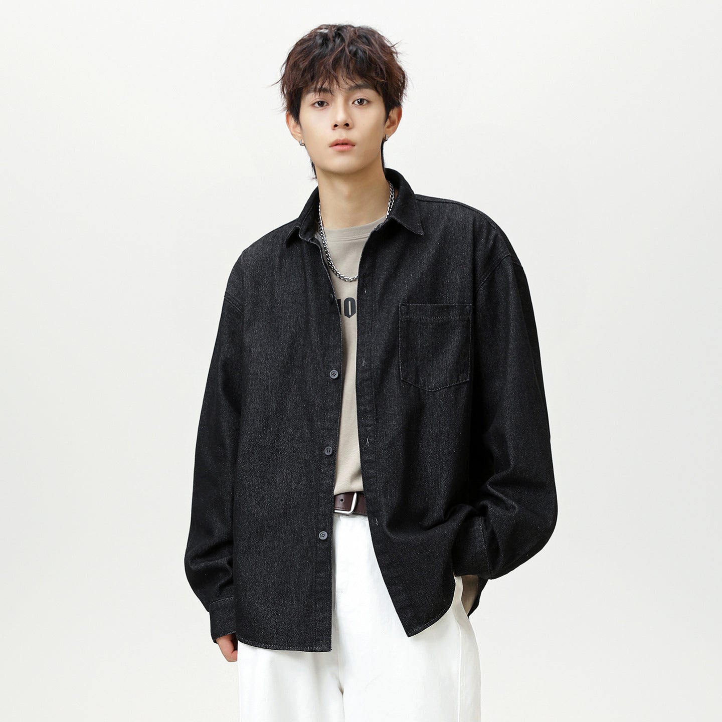 ウォッシュドデニム オーバーシャツ