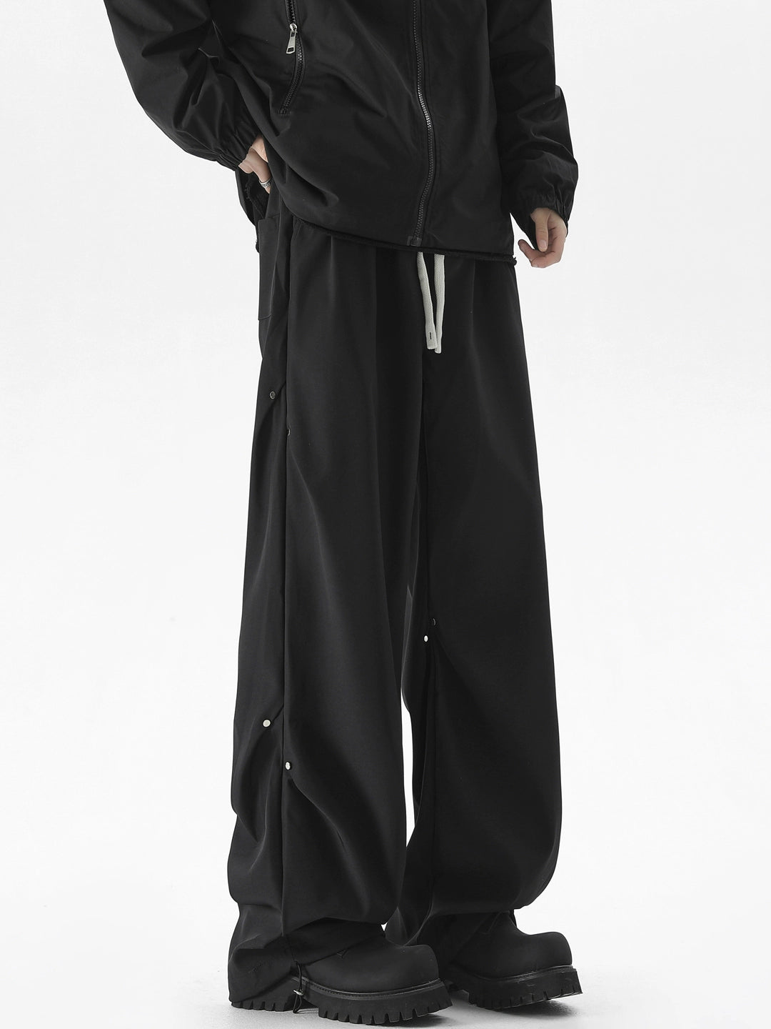 サイドアクセント ワイドストレートパンツ