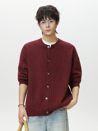 ツイストケーブルボタンカーディガン