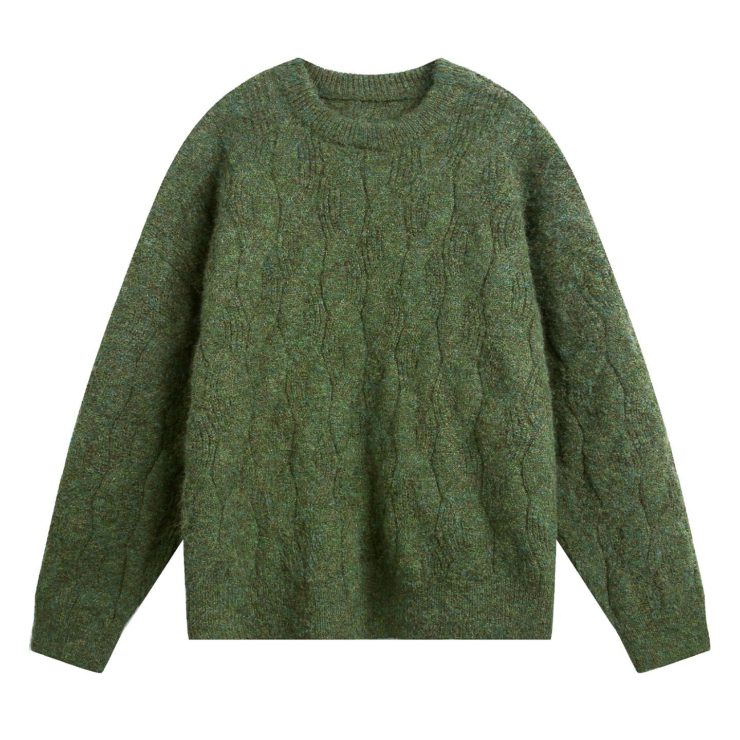 ケーブルテクスチャ クルーネックニット