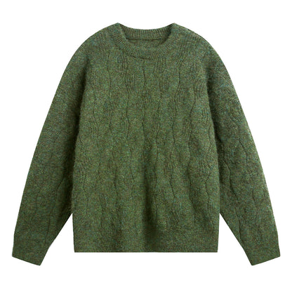 ケーブルテクスチャ クルーネックニット