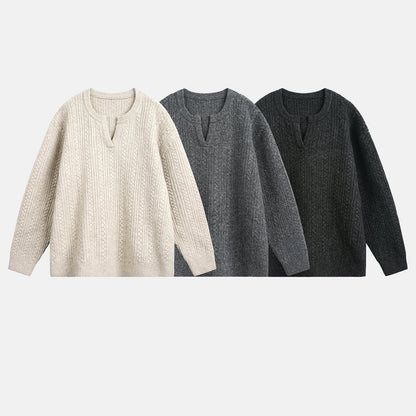 ケーブルテクスチャ ミニVネックニット