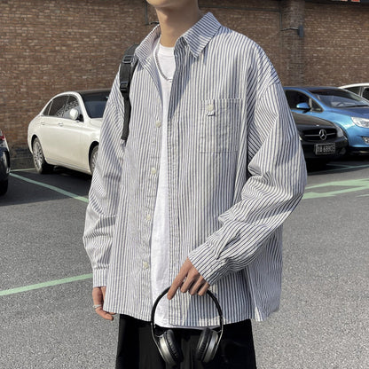 リラックスフィット バーティカルストライプシャツ