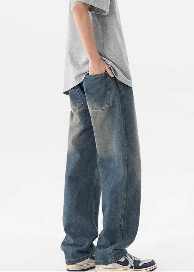 ドローストリング ワイドストレートジーンズ