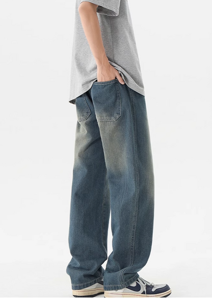 ドローストリング ワイドストレートジーンズ
