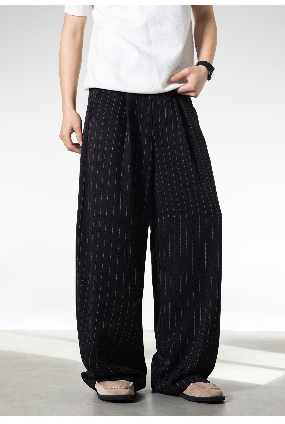 ピンストライプ・ワイドタックスラックス