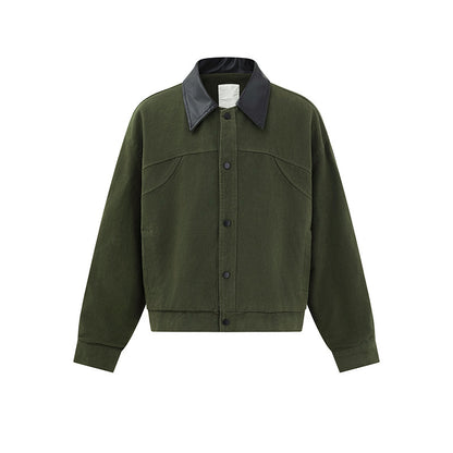 PUレザーカラー ボンバージャケット