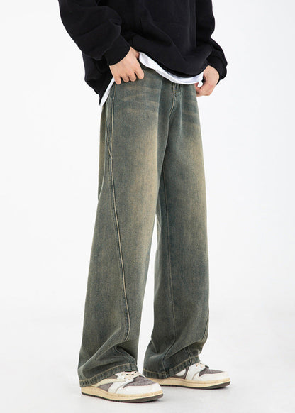 バレルレッグ ウォッシュデニムパンツ