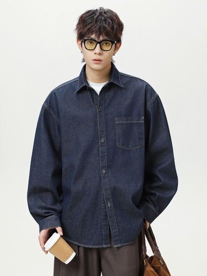 ウォッシュドデニム オーバーシャツ