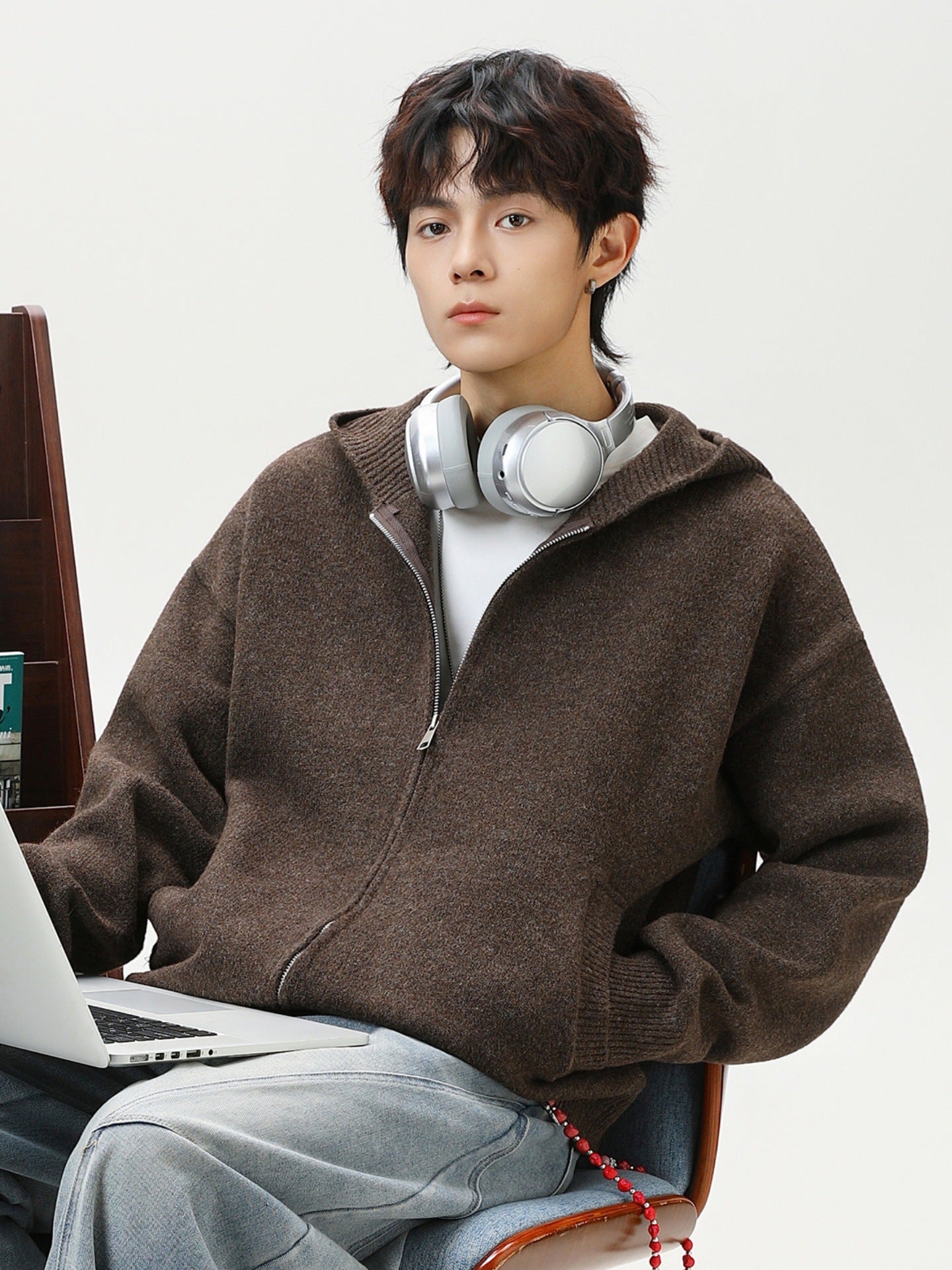 ウールライク・フードジップジャケット