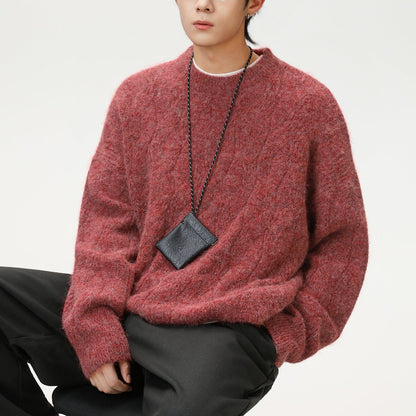 ケーブルテクスチャ クルーネックニット