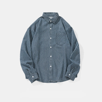 ストライプデニム オーバーシャツ