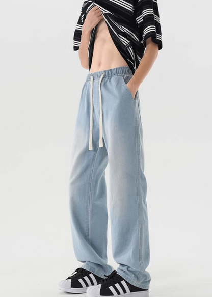 ドローストリング ワイドストレートジーンズ