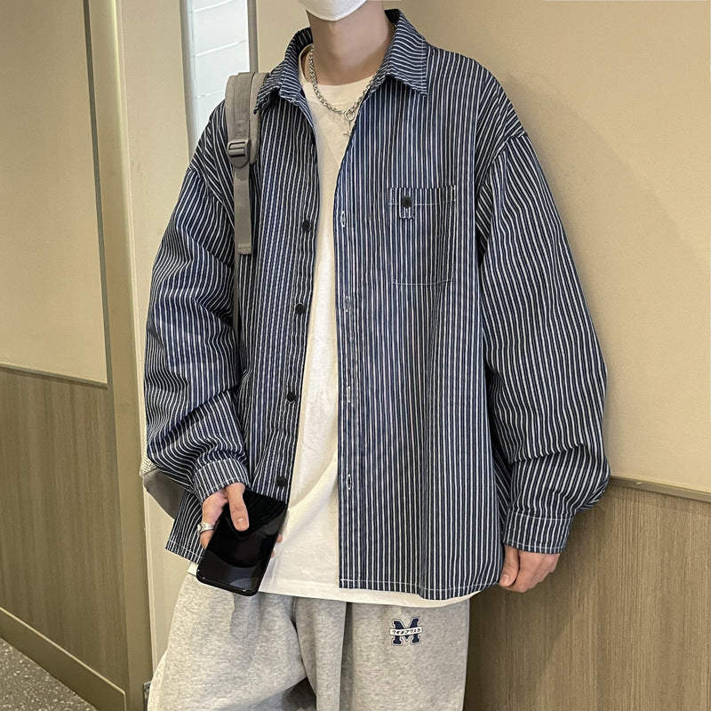 リラックスフィット バーティカルストライプシャツ