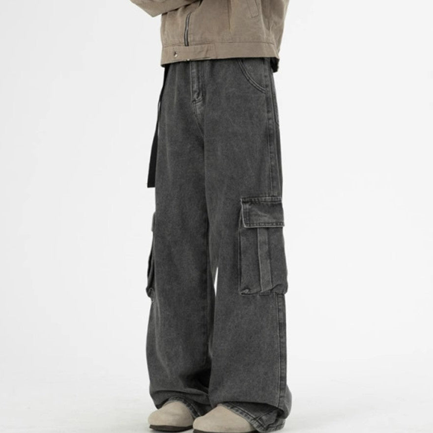 ミッドライズ ワイドレッグ デニムカーゴ