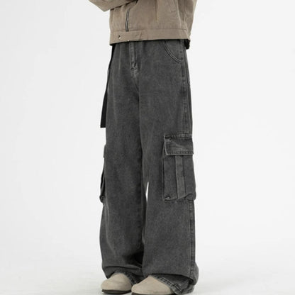 ミッドライズ ワイドレッグ デニムカーゴ