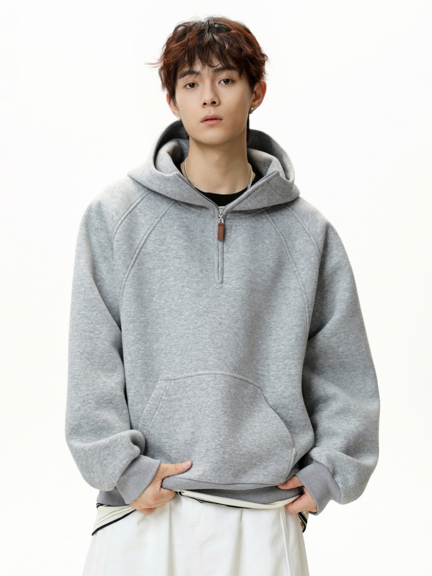 ハーフジッププルオーバーパーカー