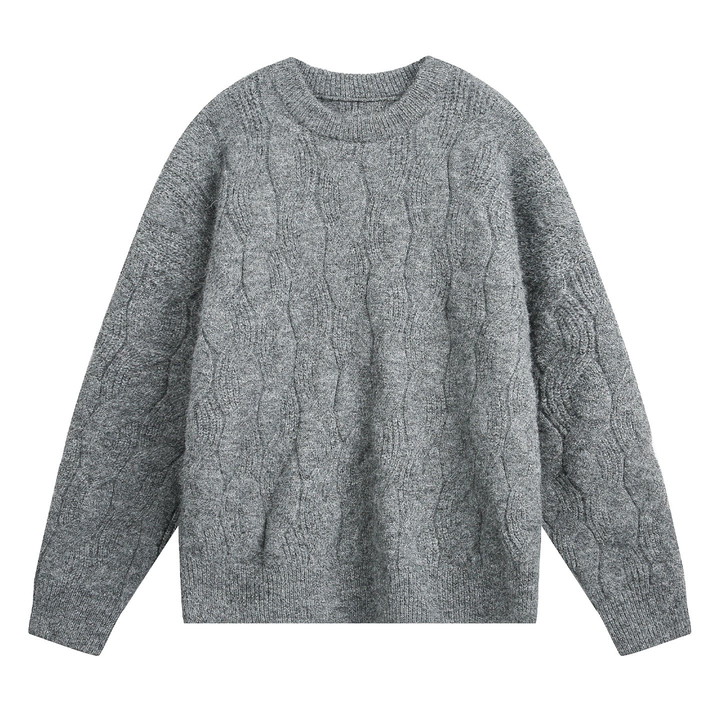 ケーブルテクスチャ クルーネックニット