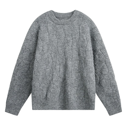 ケーブルテクスチャ クルーネックニット