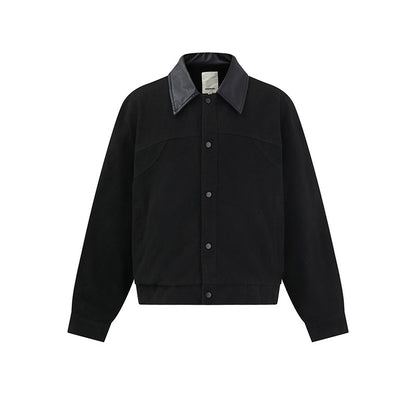 PUレザーカラー ボンバージャケット