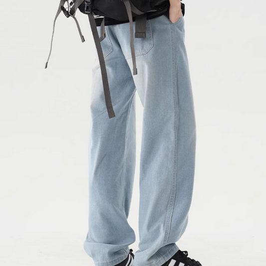 ドローストリング ワイドストレートジーンズ