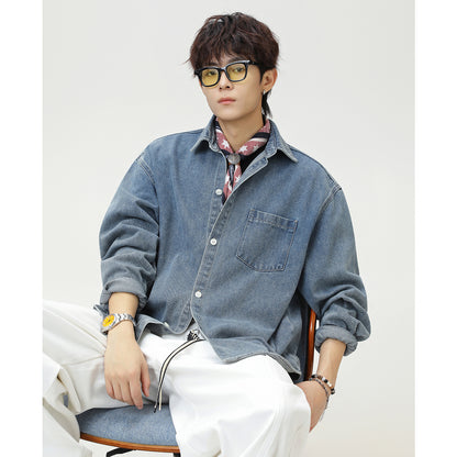 ウォッシュドデニム オーバーシャツ