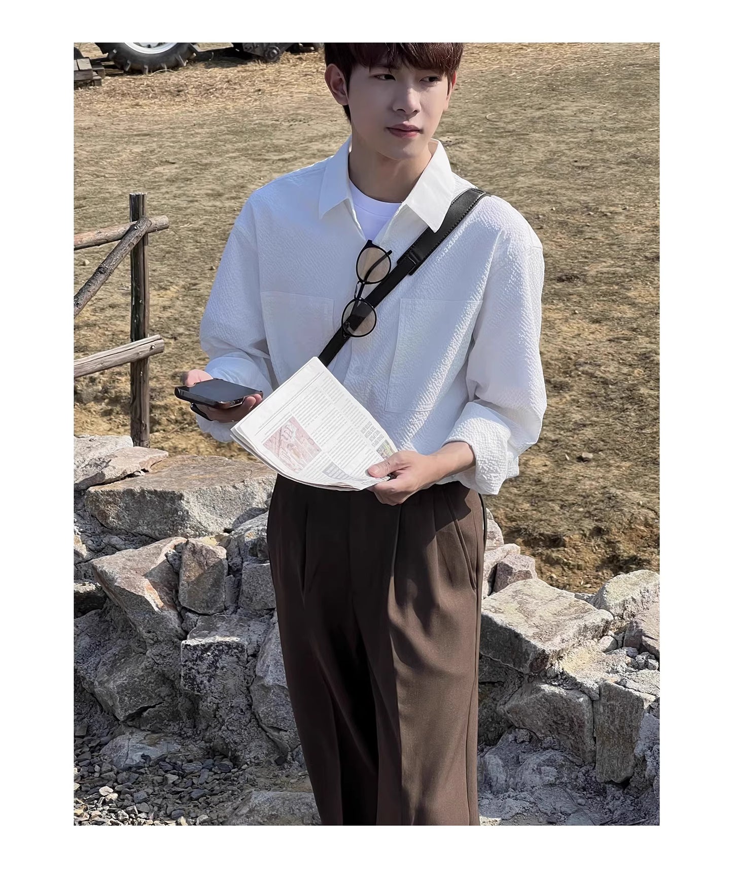 テクスチャード ロングスリーブシャツ