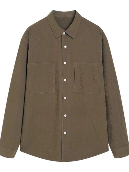 テクスチャード ロングスリーブシャツ