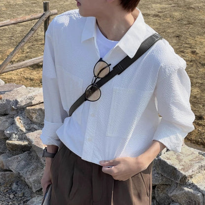 テクスチャード ロングスリーブシャツ