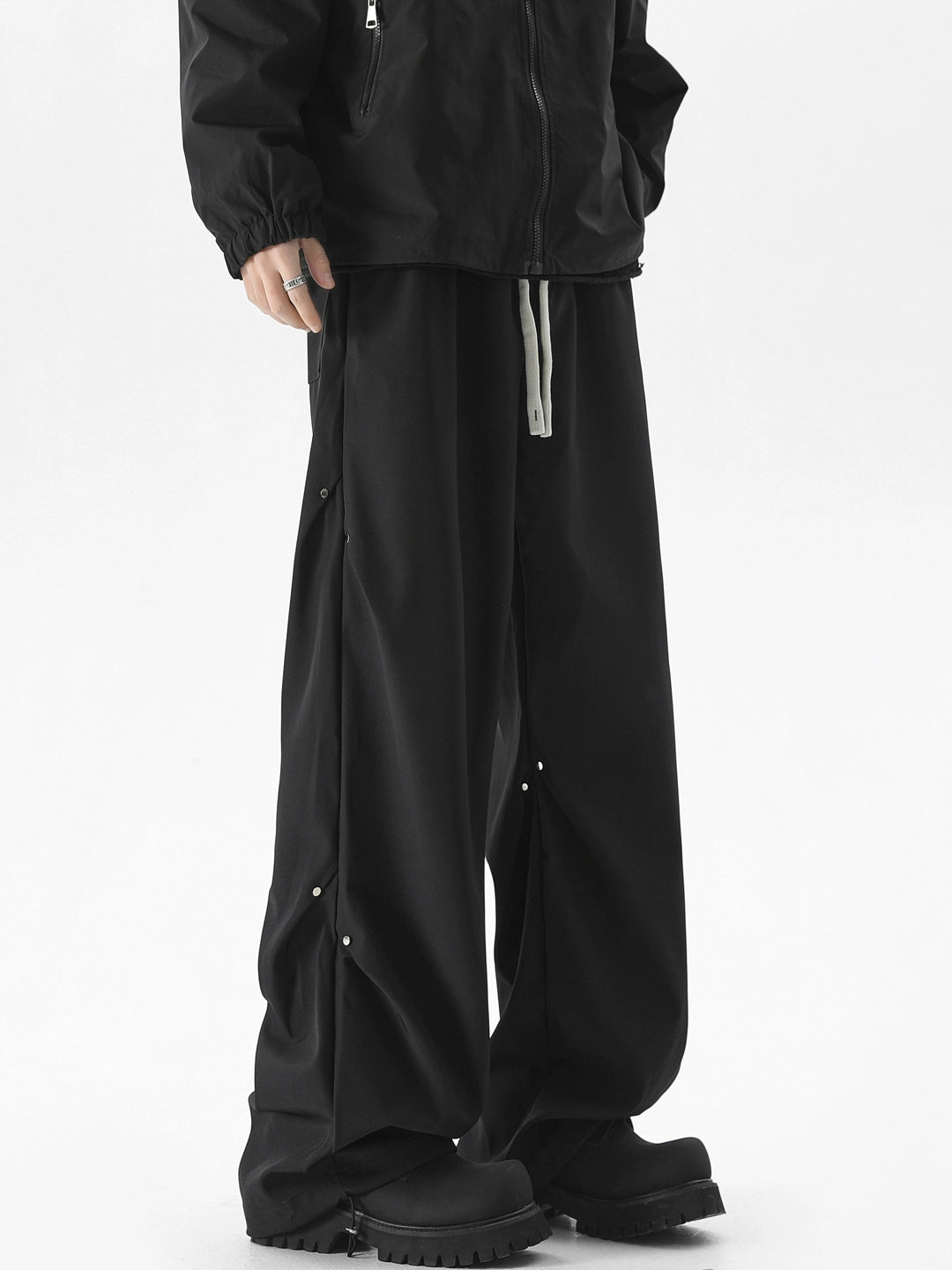 サイドアクセント ワイドストレートパンツ