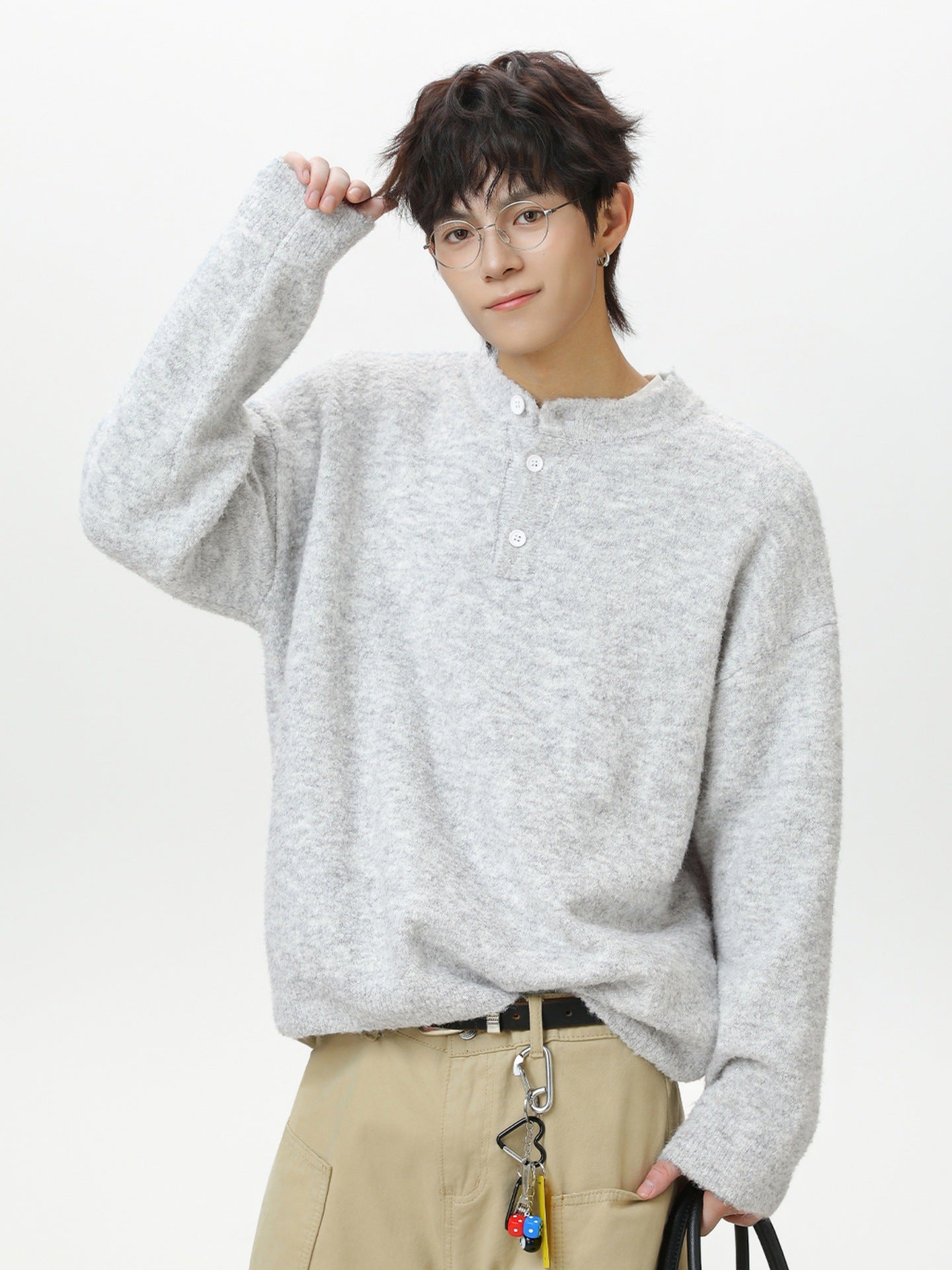 ボアニットヘンリーネックセーター