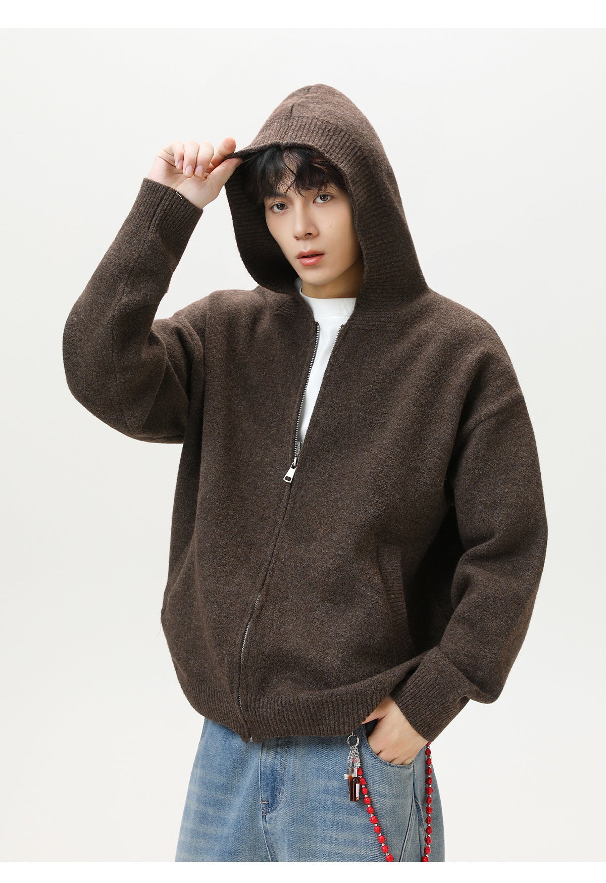 ウールライク・フードジップジャケット