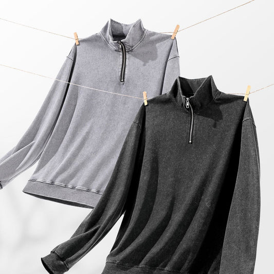 ヴィンテージウォッシュ ハーフジップスウェット