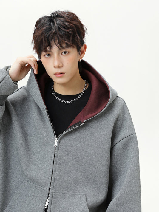 バイカラー フード付きスウェットジャケット